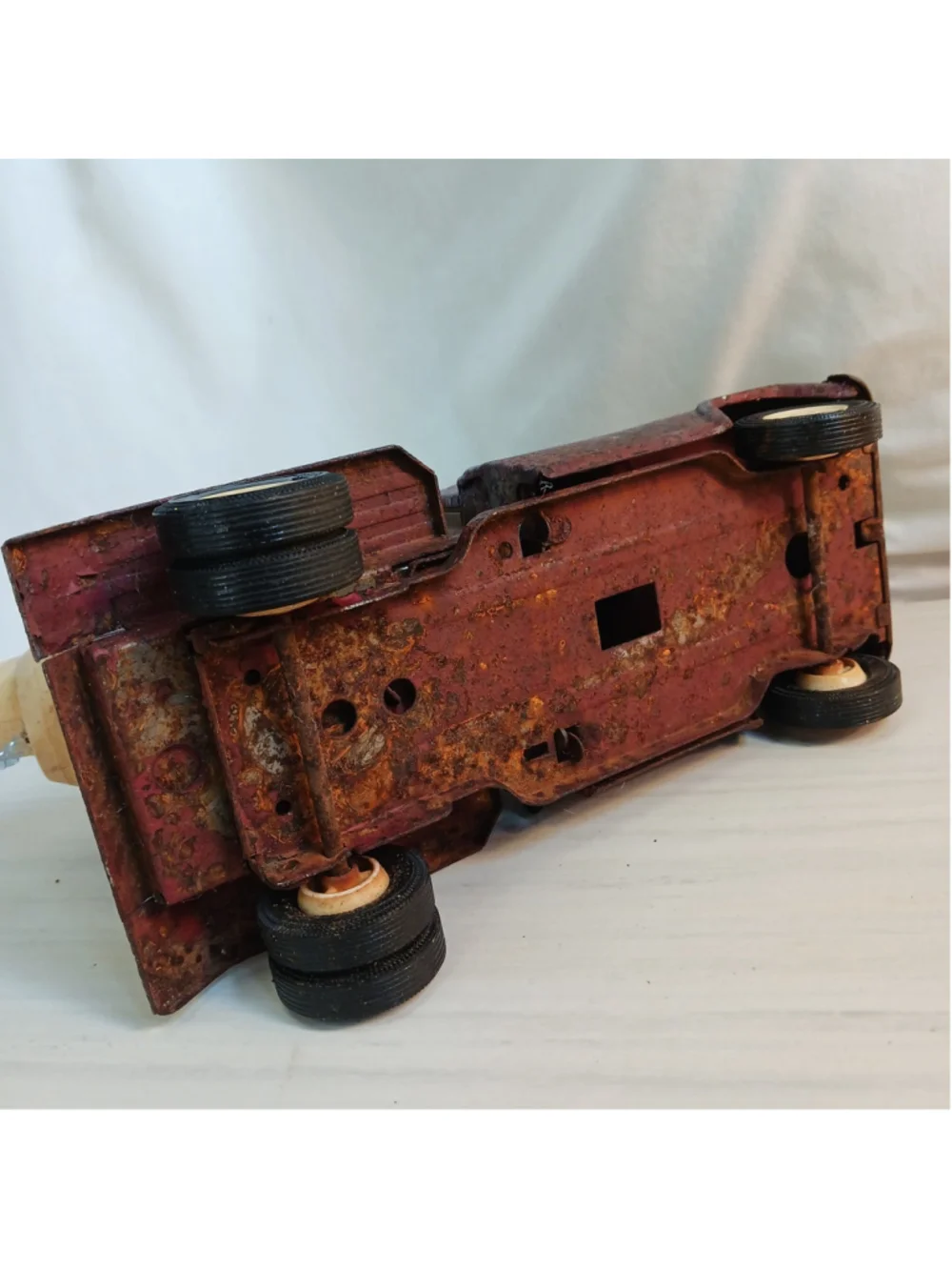 VTG Tonka Jeep Cement Mixer Truck Red Pressed Steel 1960’s Patina Farmhouse